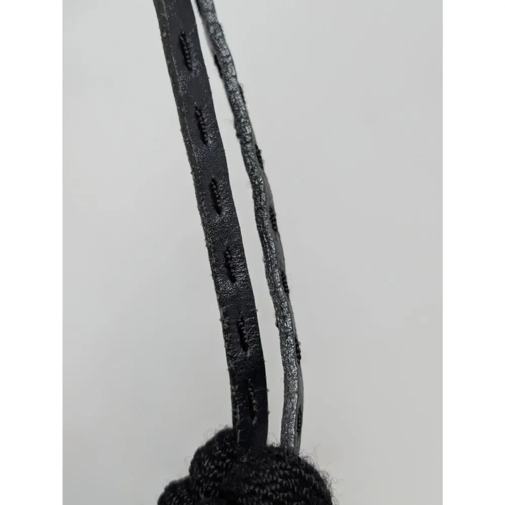 The Sak Black Crochet Knit Hobo Bag Y2K Boho Minimalist Leather Strap